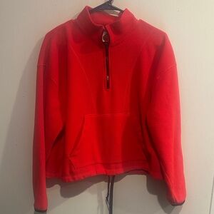 PINK Victoria's Secret Red Half-Zip Fleece Pullover